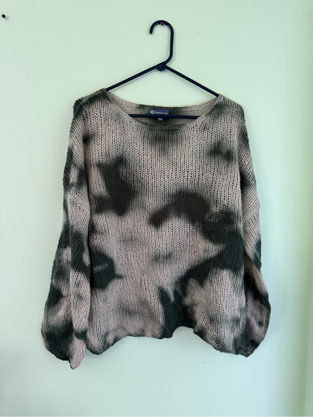 Democracy cream and Dark Green Tie-Dye Crewneck Sweater